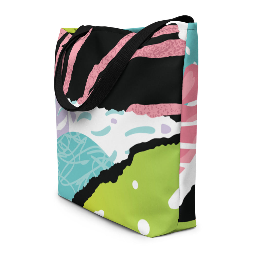 Custom Multi-color Print Beach Bag. Unique Re-useable Bag for all Occasions. Handmade Large Tote Bag. Made-to-Order Beach Bag. Holiday and Special Occasion Large Tote Bag Gift.