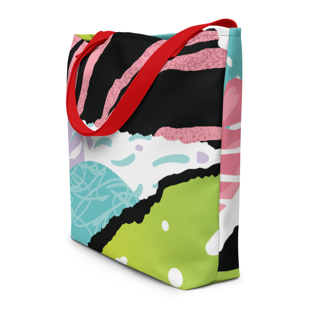 Custom Multi-color Print Beach Bag. Unique Re-useable Bag for all Occasions. Handmade Large Tote Bag. Made-to-Order Beach Bag. Holiday and Special Occasion Large Tote Bag Gift.