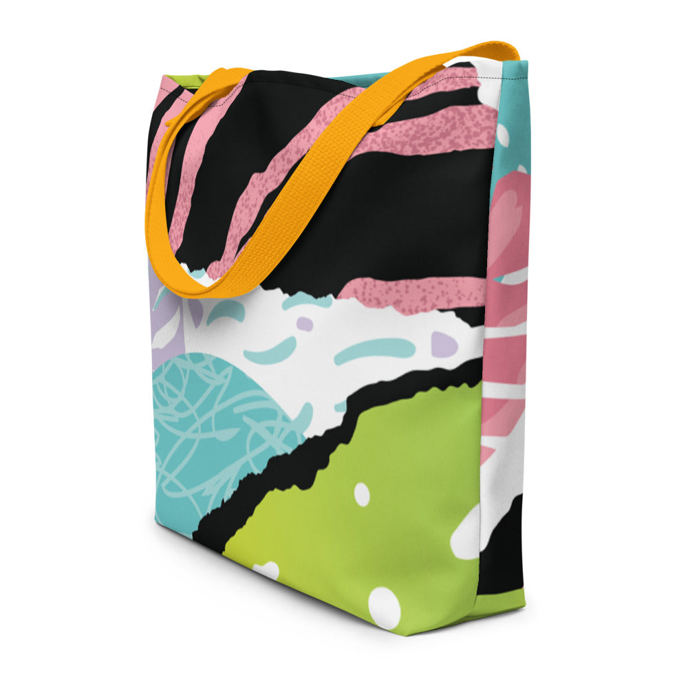 Custom Multi-color Print Beach Bag. Unique Re-useable Bag for all Occasions. Handmade Large Tote Bag. Made-to-Order Beach Bag. Holiday and Special Occasion Large Tote Bag Gift.