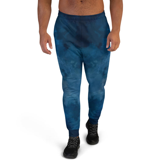 Custom Jogger for Men, Husband, Father, Significant Others. Deep Blue Watercolor Print Jogger for Men. Happy Fathers Day, Birthday, Anniversary Gifts for Him. Made in USA.