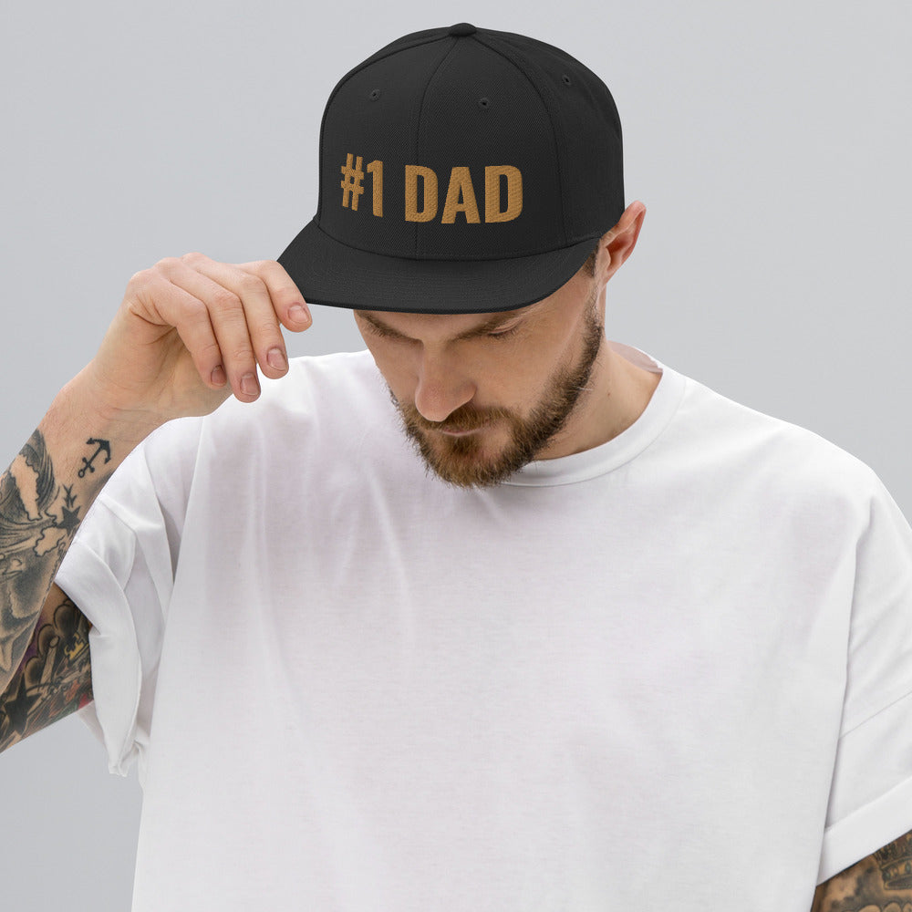 Personalized #1 DAD Custom Camouflage Snapback Hat. Customizable Fathers day Custom Headwear. Summer Beach Hat for Dads. Hand-Made Face Cap Gifts for Men, Fathers, Husbands, Sons, Grandpas. Made in USA.