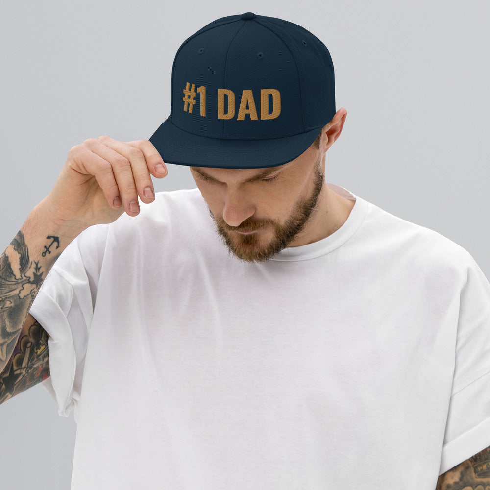 Personalized #1 DAD Custom Camouflage Snapback Hat. Customizable Fathers day Custom Headwear. Summer Beach Hat for Dads. Hand-Made Face Cap Gifts for Men, Fathers, Husbands, Sons, Grandpas. Made in USA.
