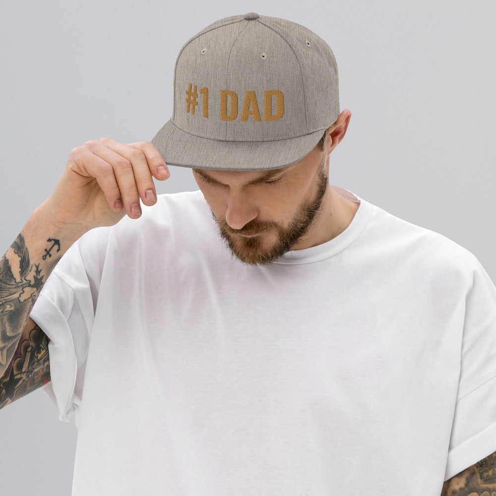 Personalized #1 DAD Custom Camouflage Snapback Hat. Customizable Fathers day Custom Headwear. Summer Beach Hat for Dads. Hand-Made Face Cap Gifts for Men, Fathers, Husbands, Sons, Grandpas. Made in USA.