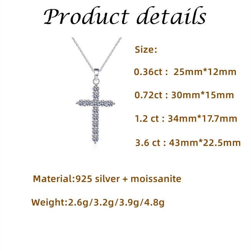 Moissanite Stone Diamond Cross Necklace