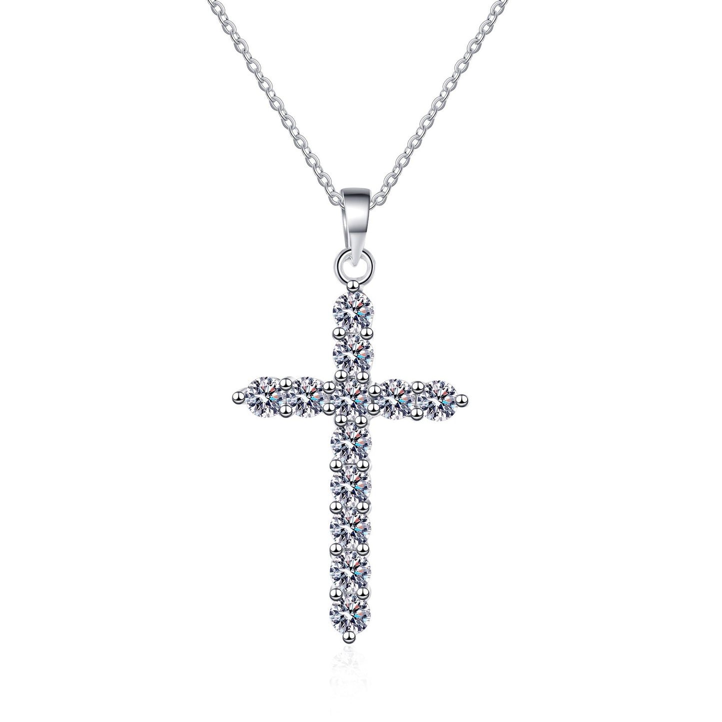 Moissanite Stone Diamond Cross Necklace