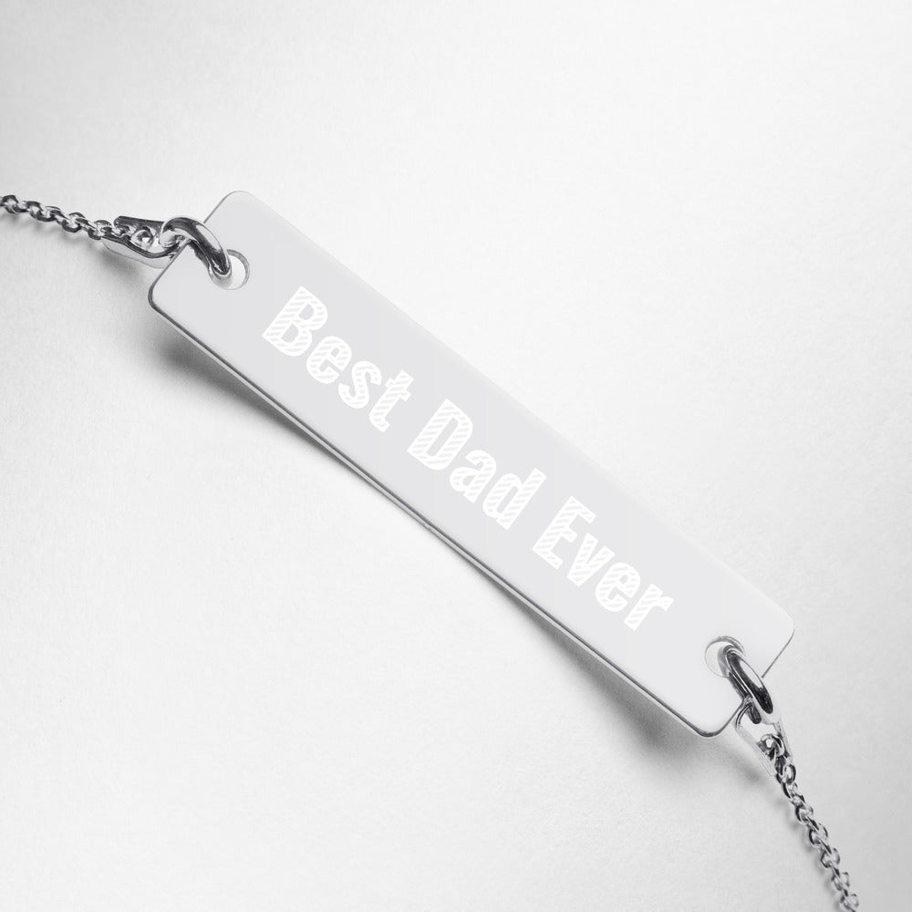 Personalized Best Dad Ever Engraved Silver Bar Chain Bracelet. Fathers Day Bracelet for Dad. Perfect Custom Jewelry for Men. Made in USA-Sterling Silver Rhodium and Gold Plated Jewelry.