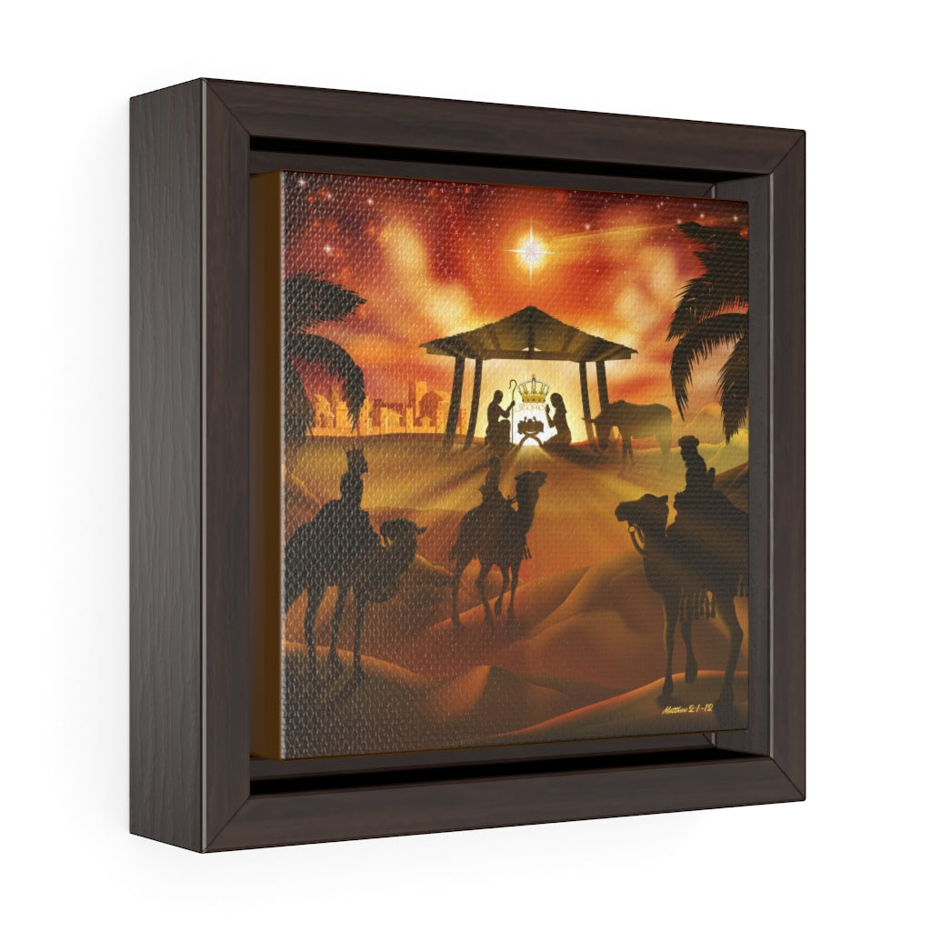 Custom Nativity Scene Square Framed Premium Gallery Wrap Canvas. Handmade Wall Decor for Christmas. Bible Scene Art for Interiors. Church Hall Decoration