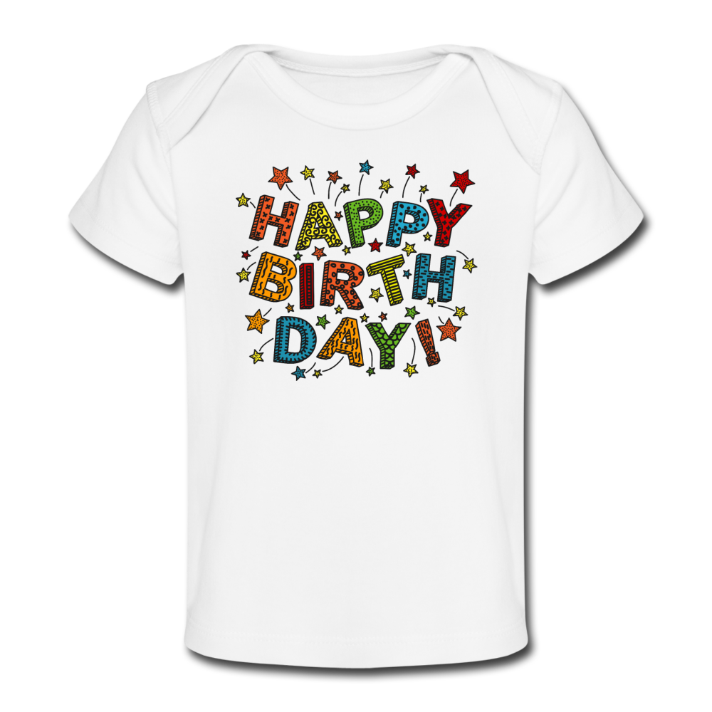 Personalized Baby and Toddler Custom T Shirt. Happy Birthday Infant and Toddler Tee. Custom Print Organic Baby and Toddler T-Shirt. Unisex T Shirt for Baby Boy and Girl. Tees for New Born to 18 Months. - white