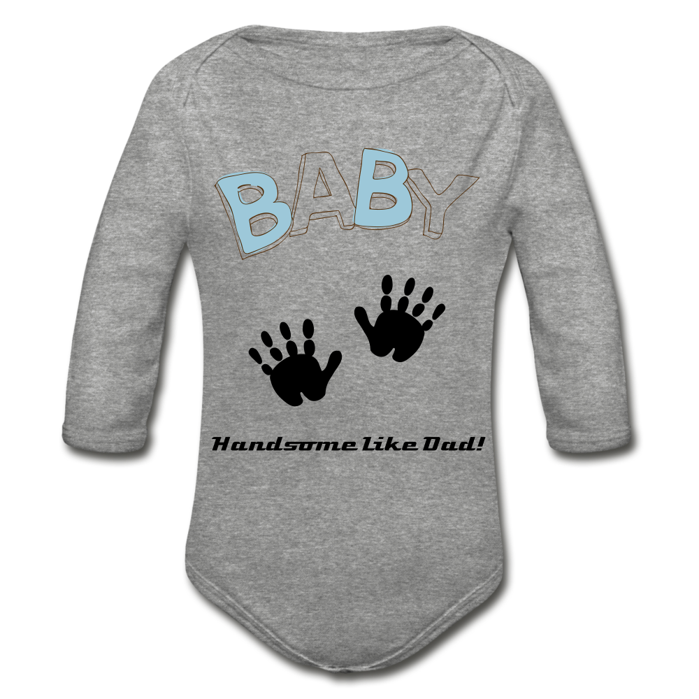 Personalized Organic Long Sleeve Baby Bodysuit. Baby Shower Gift for Boys. Gift for Expectant Moms, Infants, New Born. Toddlers. 6 Months to 18 months. - heather gray