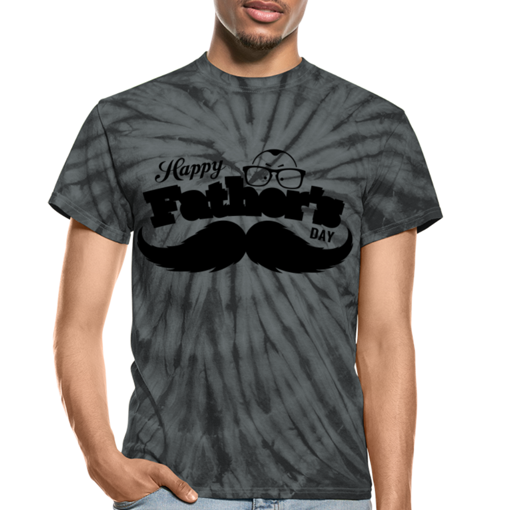 Happy Fathers Day Tie Dye T-Shirt. Unisex T Shirt for Dads. T Shirt Gift for Men, Dad, Grandpa, Grandson, Son-In-Law,Step-Dad - spider black