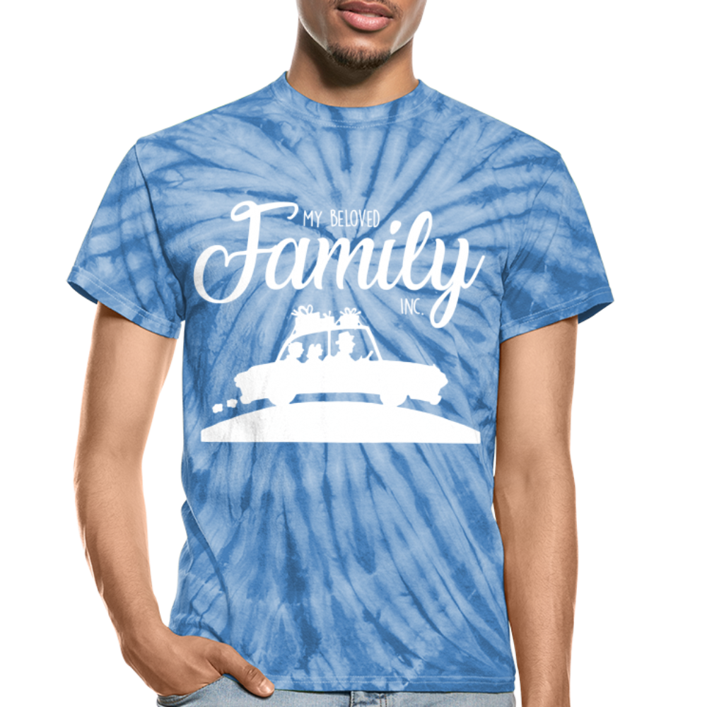 My Beloved Family Unisex Tie Dye T-Shirt. Fathers Day Gift for Dad. Happy Fathers Day Gift for Him. Gift for Men. Family Vacation Trendy T Shirt - spider baby blue