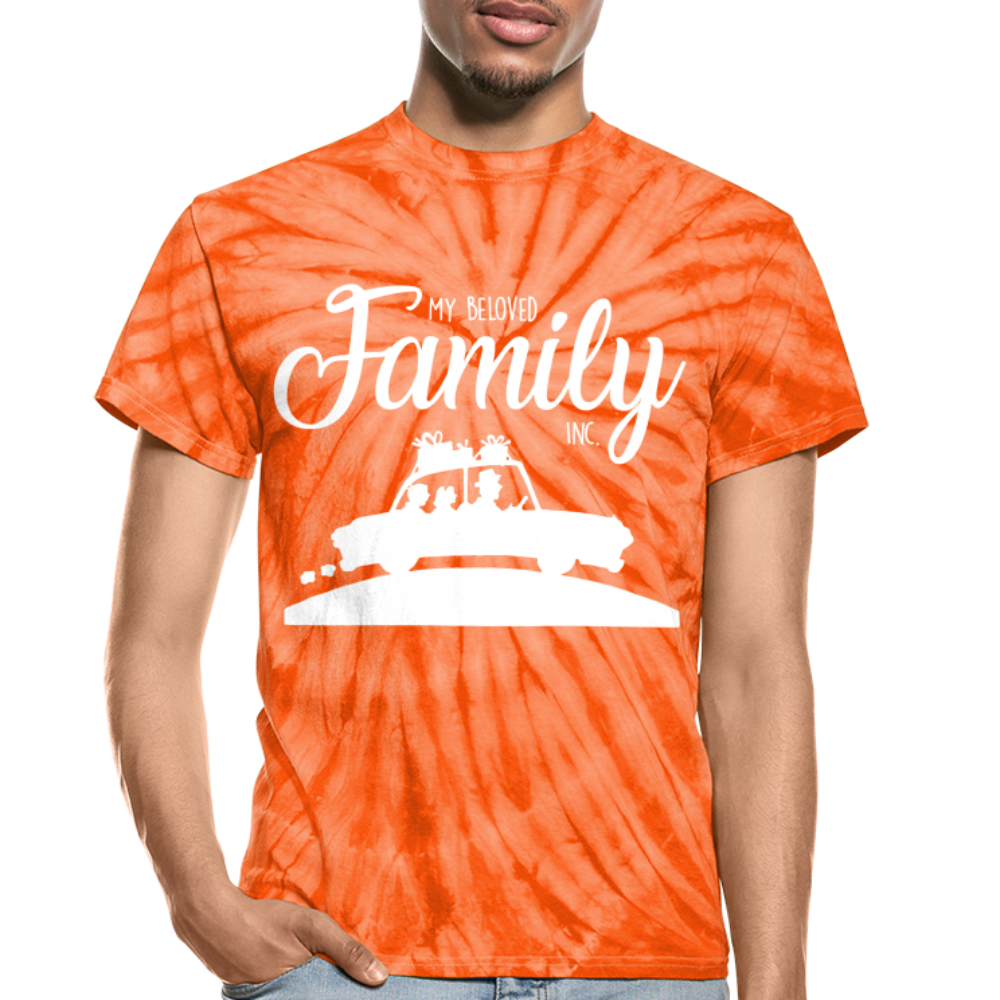 My Beloved Family Unisex Tie Dye T-Shirt. Fathers Day Gift for Dad. Happy Fathers Day Gift for Him. Gift for Men. Family Vacation Trendy T Shirt - spider orange