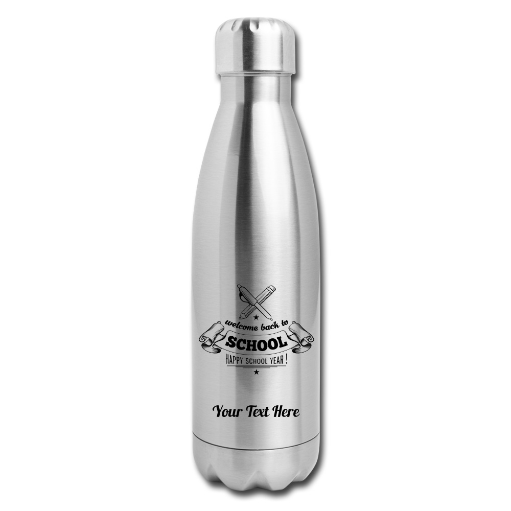 Personalized Insulated Stainless Steel Water Bottle-Turquoise, Pink, Gold and Silver Glitter, White, Silver Colors. DIY Customizable Water Bottle. Back to School Water Bottle. Custom Gifts-Drinkware - silver