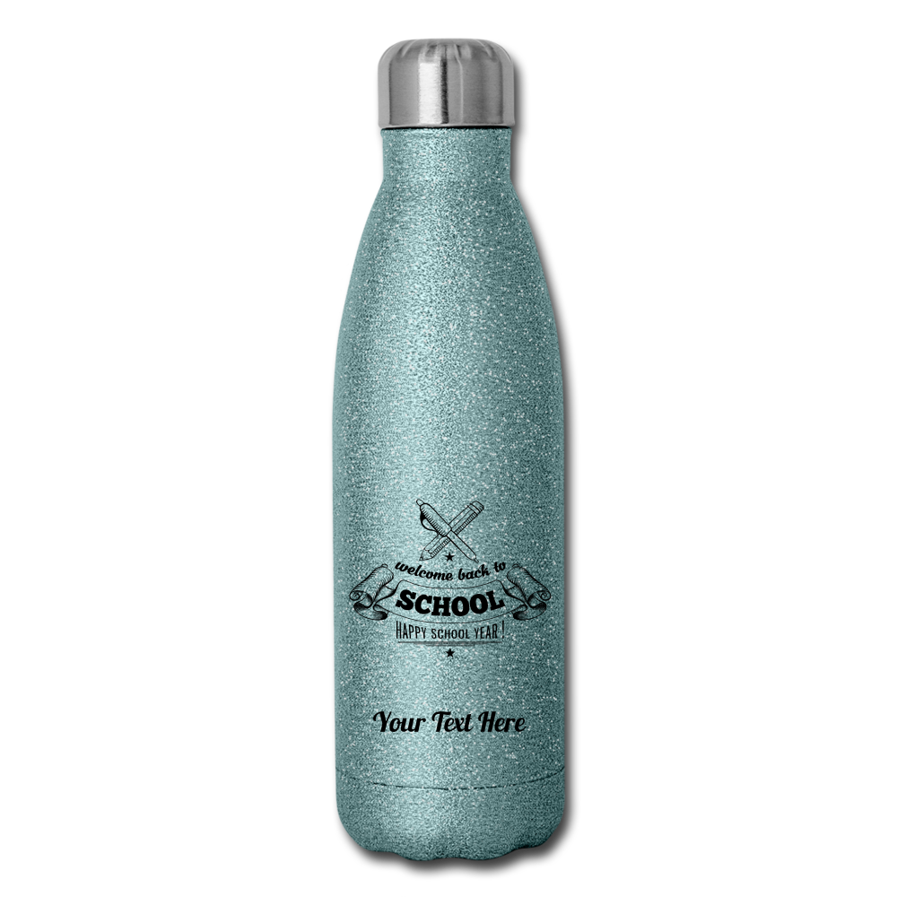 Personalized Insulated Stainless Steel Water Bottle-Turquoise, Pink, Gold and Silver Glitter, White, Silver Colors. DIY Customizable Water Bottle. Back to School Water Bottle. Custom Gifts-Drinkware - turquoise glitter