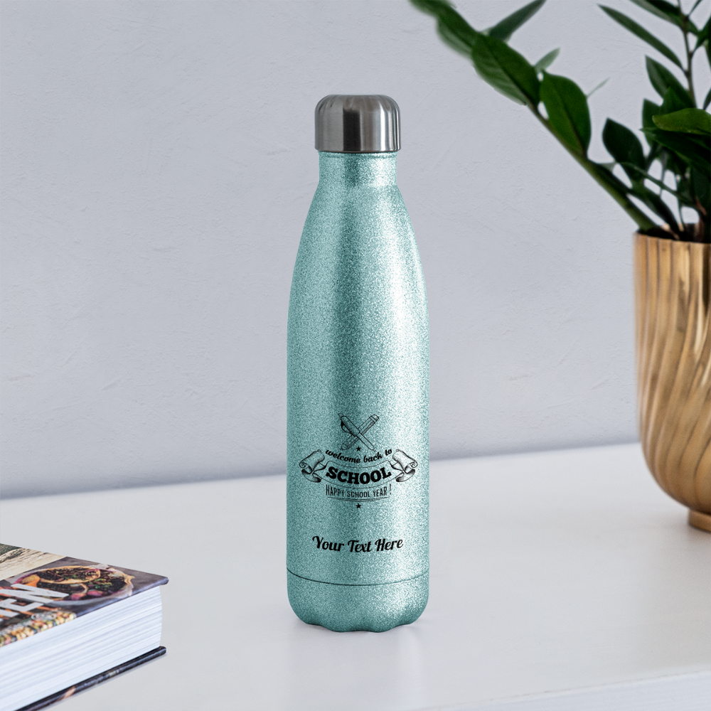 Personalized Insulated Stainless Steel Water Bottle-Turquoise, Pink, Gold and Silver Glitter, White, Silver Colors. DIY Customizable Water Bottle. Back to School Water Bottle. Custom Gifts-Drinkware - turquoise glitter