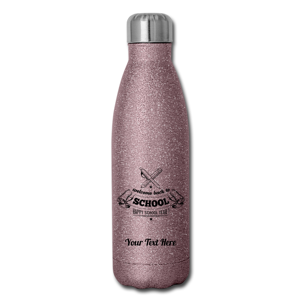 Personalized Insulated Stainless Steel Water Bottle-Turquoise, Pink, Gold and Silver Glitter, White, Silver Colors. DIY Customizable Water Bottle. Back to School Water Bottle. Custom Gifts-Drinkware - pink glitter