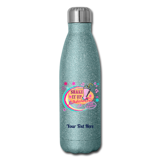 Insulated Stainless Steel Water Bottle - turquoise glitter