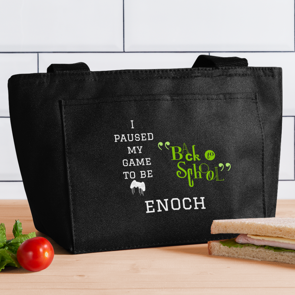 Customizable Back-to-School Lunch Bag. DIY Personalized Lunch Bag for Schools. Game Lovers Lunch Bag. Custom Graphic Print Lunch Bag. Gifts for Teachers, Students, Coaches, Instructors, School Staff - black