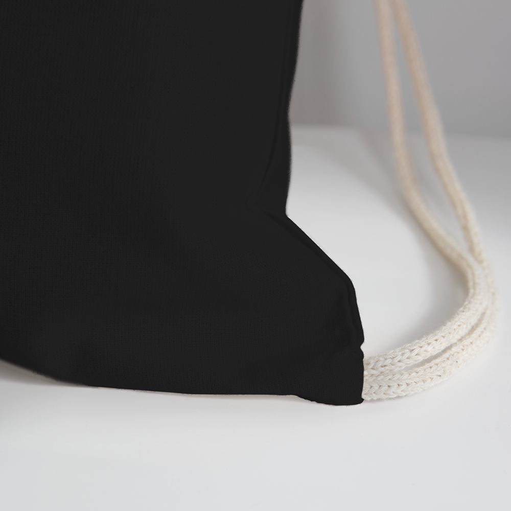 Personalized Cotton Drawstring Bag. Eco-friendly Customizable Sack Bag. Back to School Bag for Teachers and School Children - black