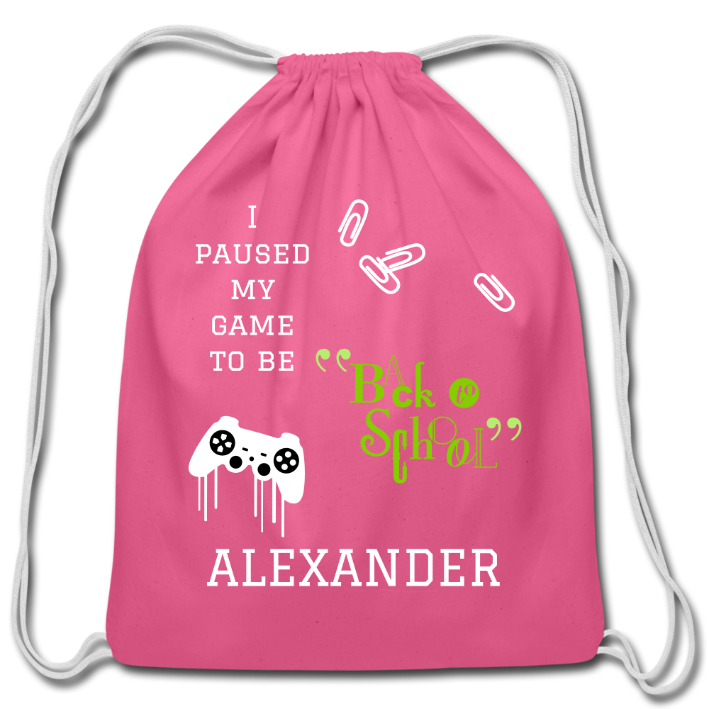 Personalized Cotton Drawstring Bag. Eco-friendly Customizable Sack Bag. Back to School Bag for Teachers and School Children - pink