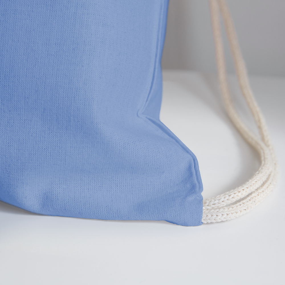 Personalized Cotton Drawstring Bag. Eco-friendly Customizable Sack Bag. Back to School Bag for Teachers and School Children - carolina blue