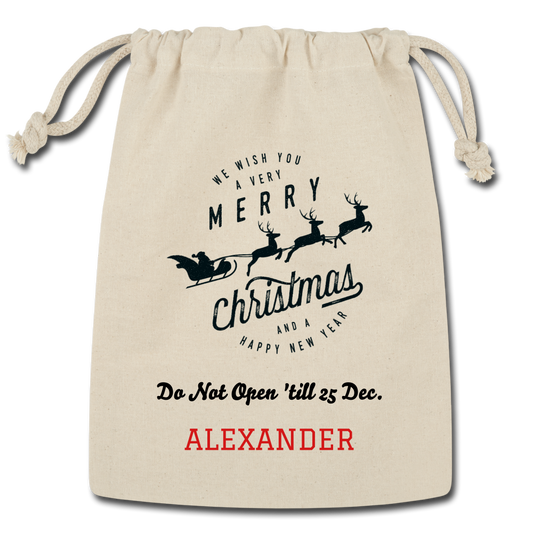 Personalized Giftbag for Christmas. Reusable Name Gift Bag. DIY Customizable Fabric Gift Bag for Holiday. Christmas Name Gift Bag - Natural