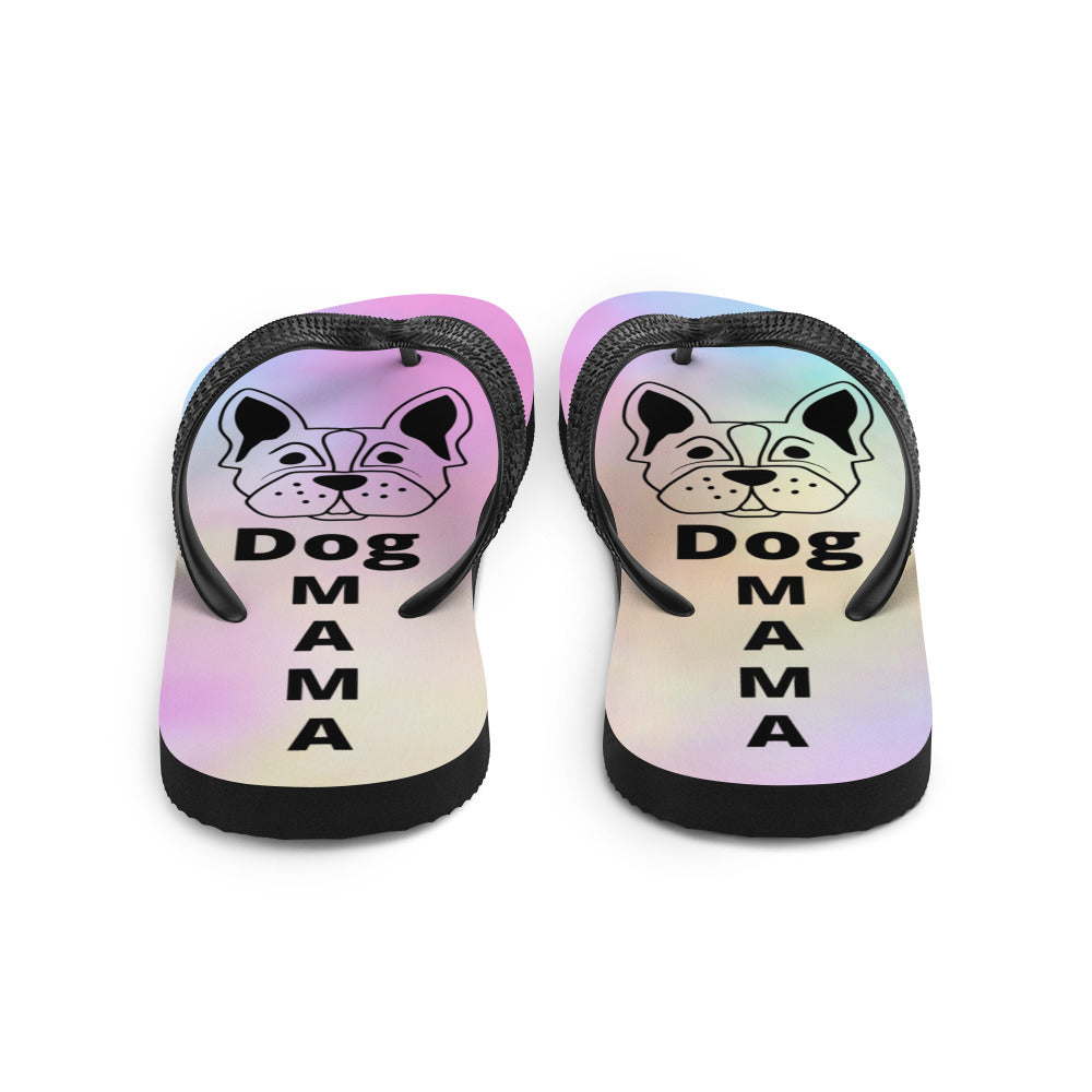 Dog Mama Fabric-Lined Flip-Flops for Summer Beaches and Swimming Pools