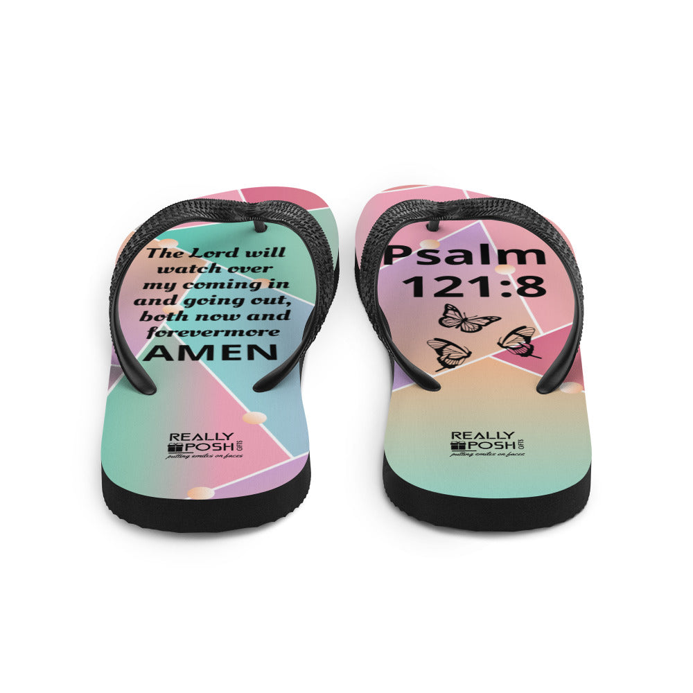 Christian Scripture Fabric-Lined Flip-Flops for Summer Beaches and Swimming Pools