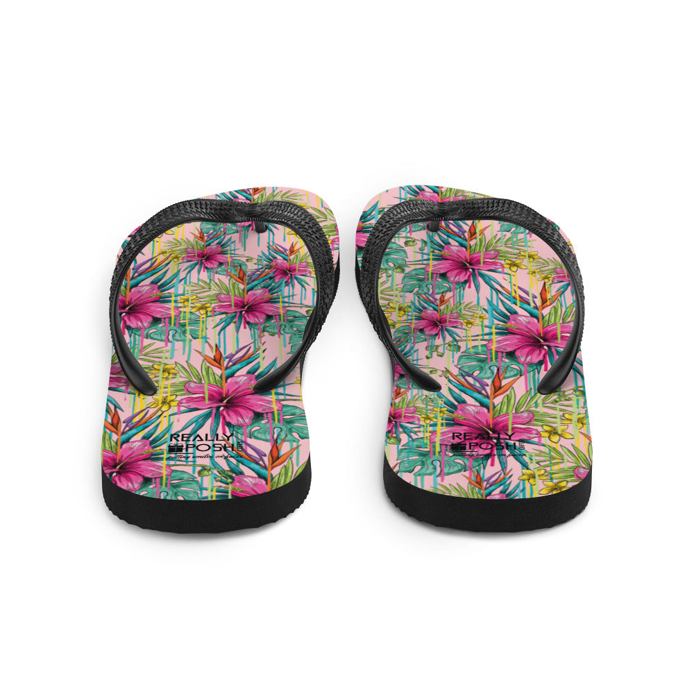Luxe Spring Flower Fabric-Lined Flip-Flops for Summer Beaches and Swimming Pools