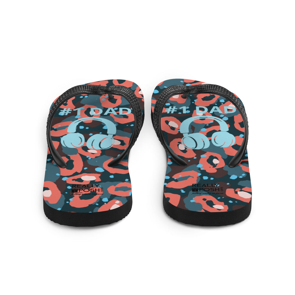 Number One Dad Flip Flop. Custom Flip-Flops for Fathers. Animal Print Summer Beach Flip Flop Slippers. Flat Sole Bathroom Slippers. Comfy Handmade Slip On for Dads. Gift for Fathers Day