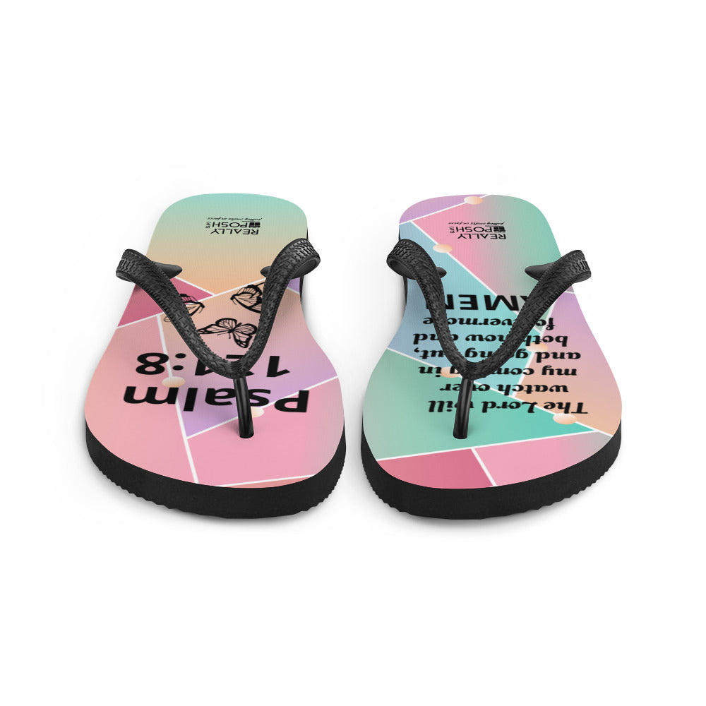Christian Scripture Fabric-Lined Flip-Flops for Summer Beaches and Swimming Pools