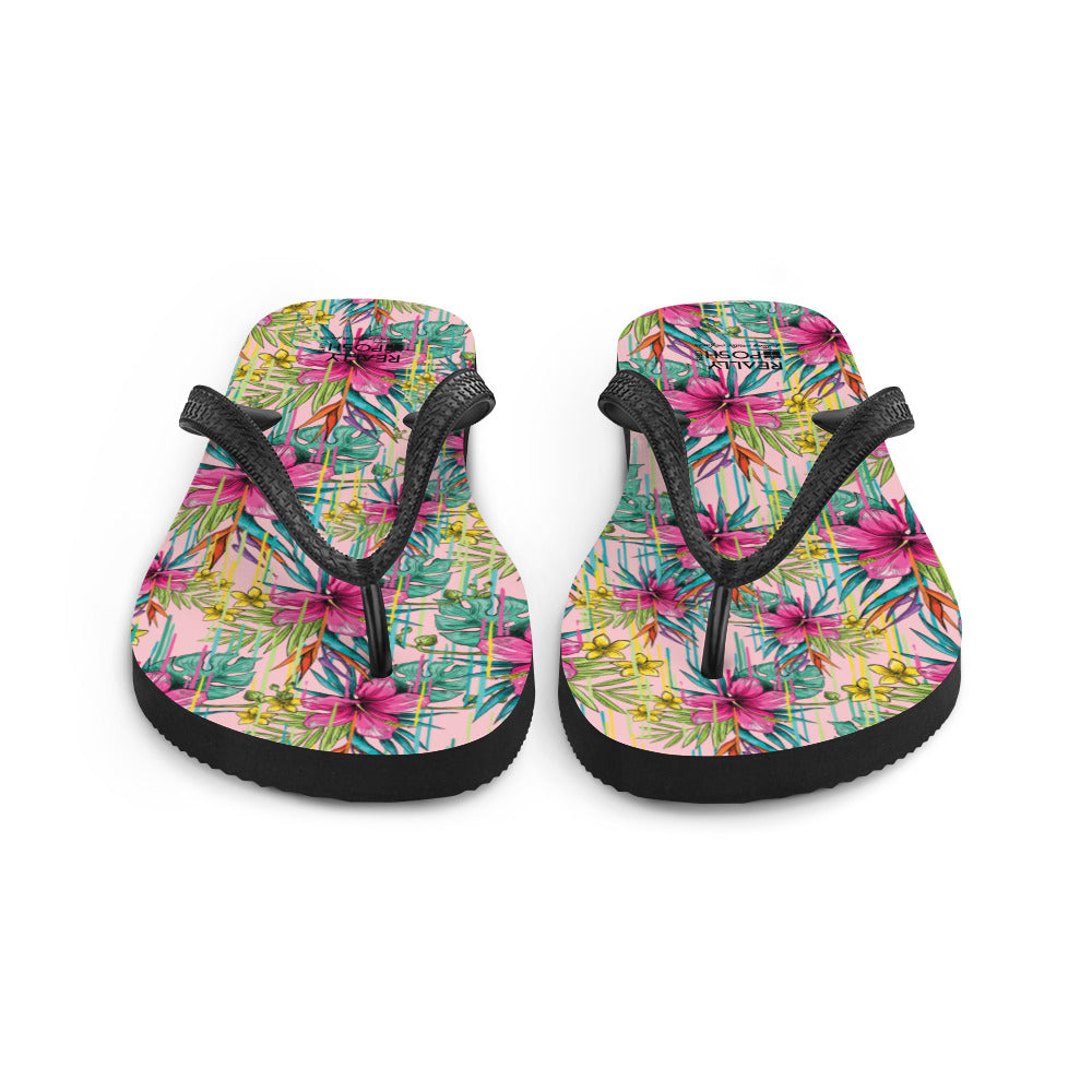 Luxe Spring Flower Fabric-Lined Flip-Flops for Summer Beaches and Swimming Pools