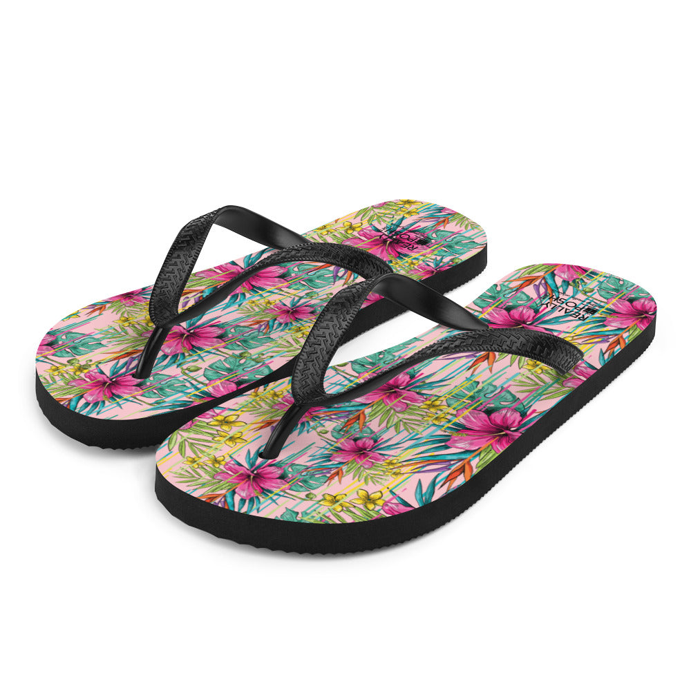 Luxe Spring Flower Fabric-Lined Flip-Flops for Summer Beaches and Swimming Pools