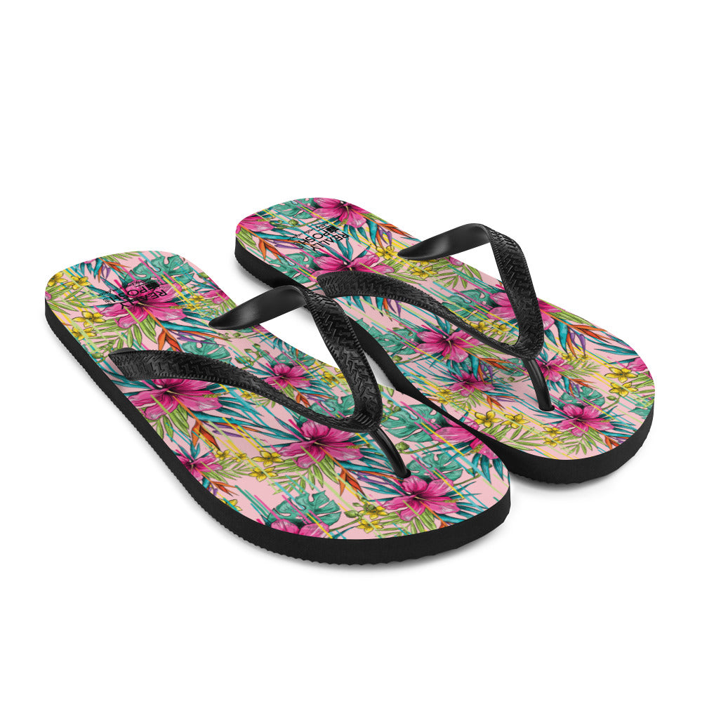 Luxe Spring Flower Fabric-Lined Flip-Flops for Summer Beaches and Swimming Pools