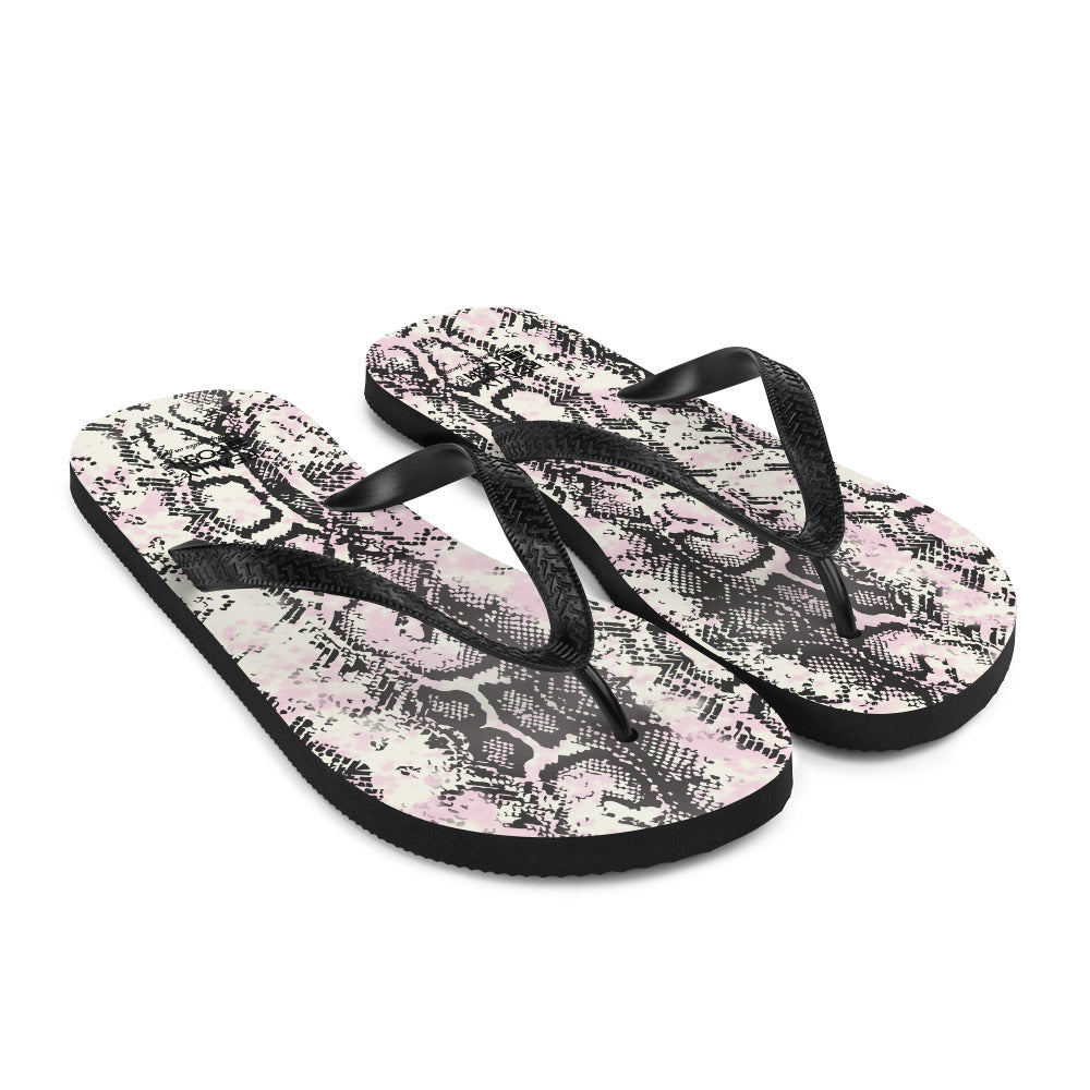 Snake Skin Print Flip-Flops. Custom Slipper for Men and Women. Luxe Fabric Lined Comfy Slippers. Flip Flop Gift for Mothers Day. Gifts for Her and Him.