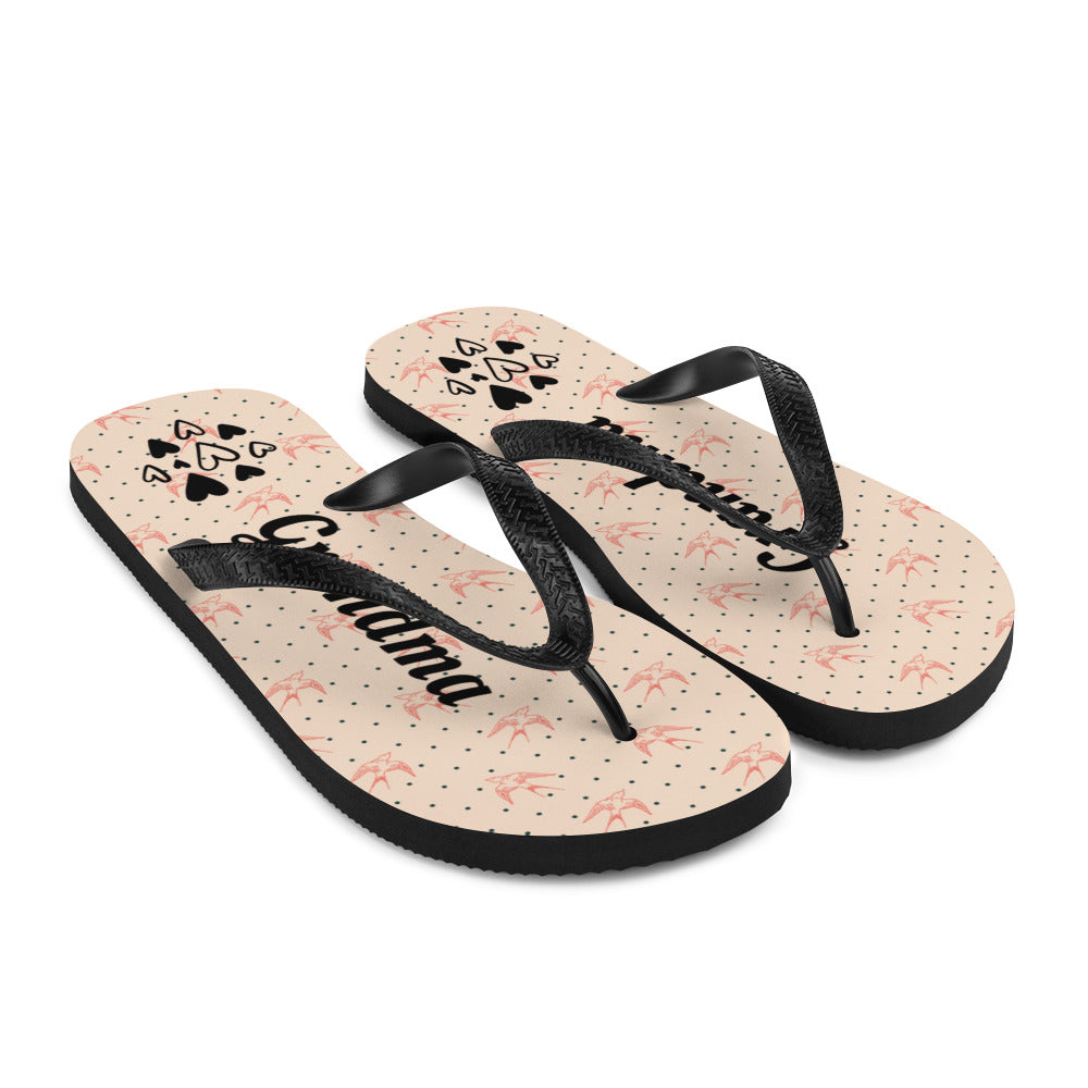 Luxe Fabric Lined Flip-Flops. Grandma Flipflop. Custom Slippers for Nan. Happy Mothers Day Gift. Summer Beach Footwear. Gift for Her.