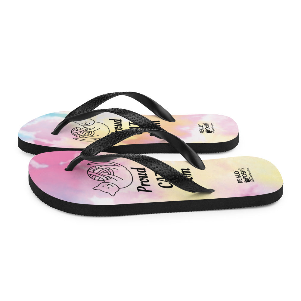 Cat Mom Fabric-Lined Flip-Flops for Summer Beaches and Swimming Pools