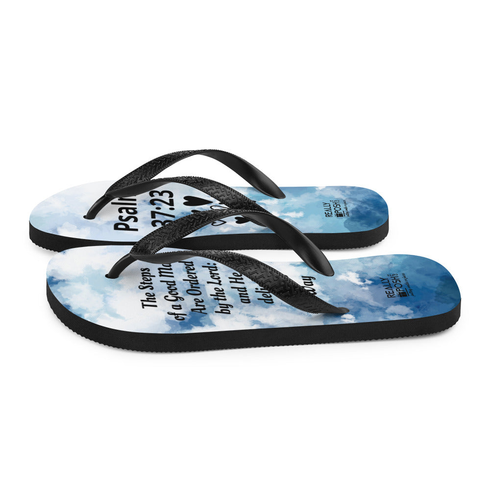Christian Scripture Fabric-Lined Flip-Flops for Summer Beaches and Swimming Pools