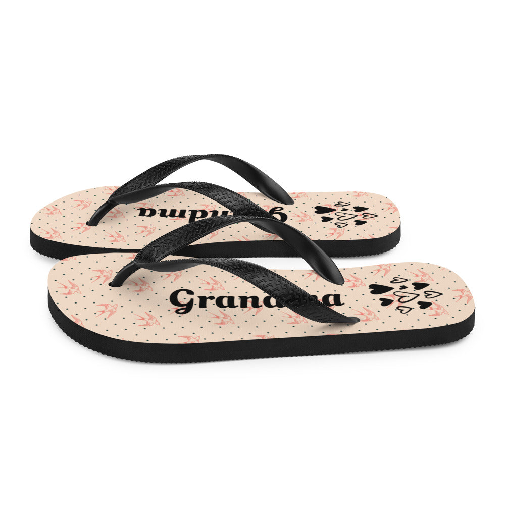 Luxe Fabric Lined Flip-Flops. Grandma Flipflop. Custom Slippers for Nan. Happy Mothers Day Gift. Summer Beach Footwear. Gift for Her.