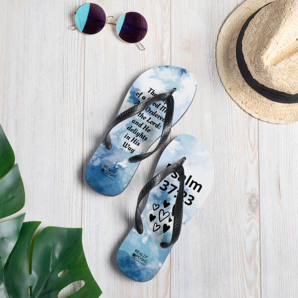 Christian Scripture Fabric-Lined Flip-Flops for Summer Beaches and Swimming Pools