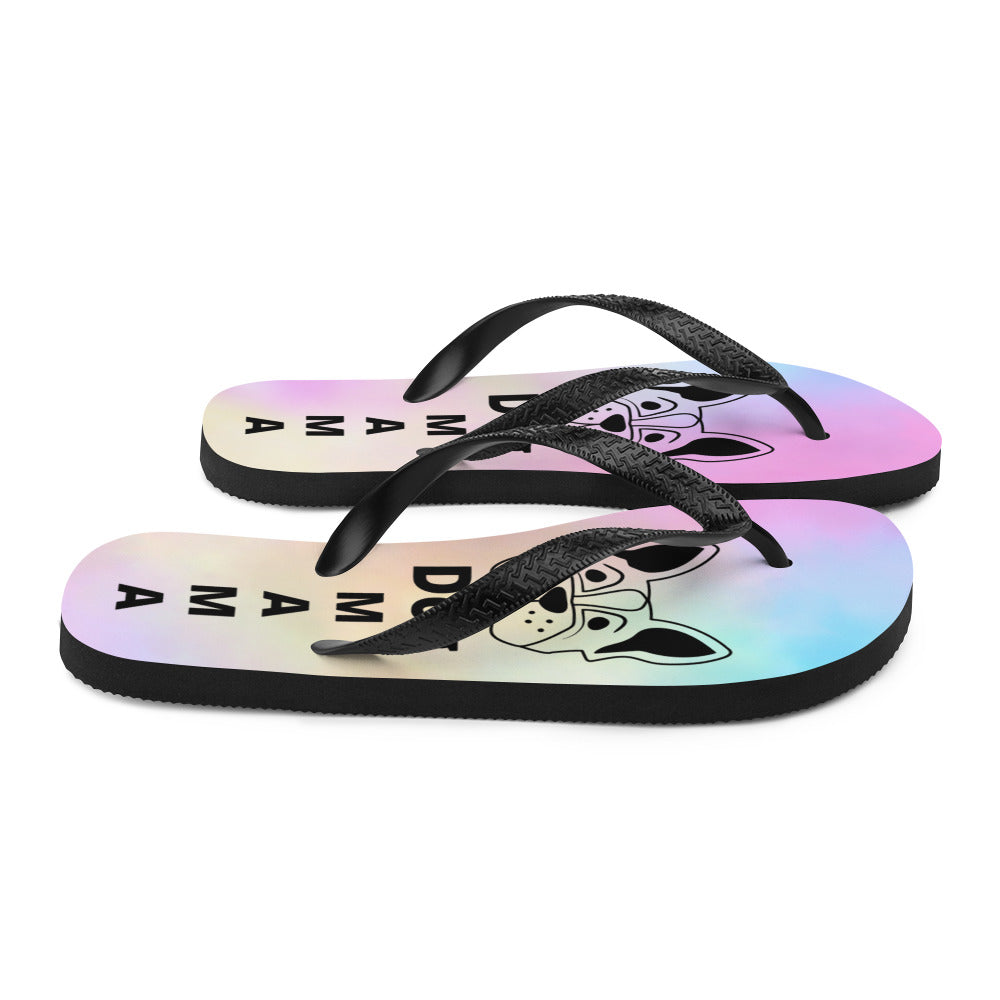 Dog Mama Fabric-Lined Flip-Flops for Summer Beaches and Swimming Pools