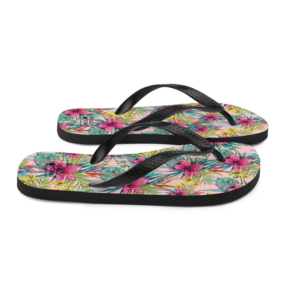 Luxe Spring Flower Fabric-Lined Flip-Flops for Summer Beaches and Swimming Pools