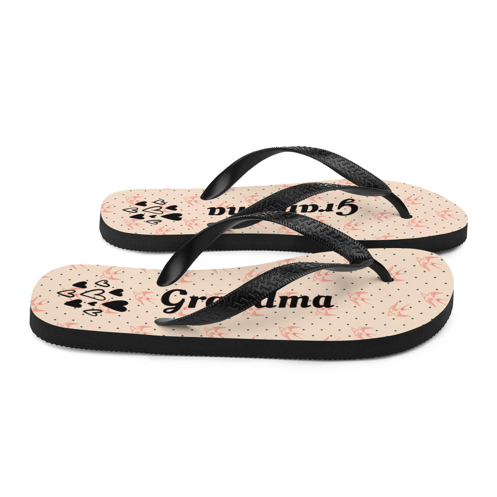 Luxe Fabric Lined Flip-Flops. Grandma Flipflop. Custom Slippers for Nan. Happy Mothers Day Gift. Summer Beach Footwear. Gift for Her.