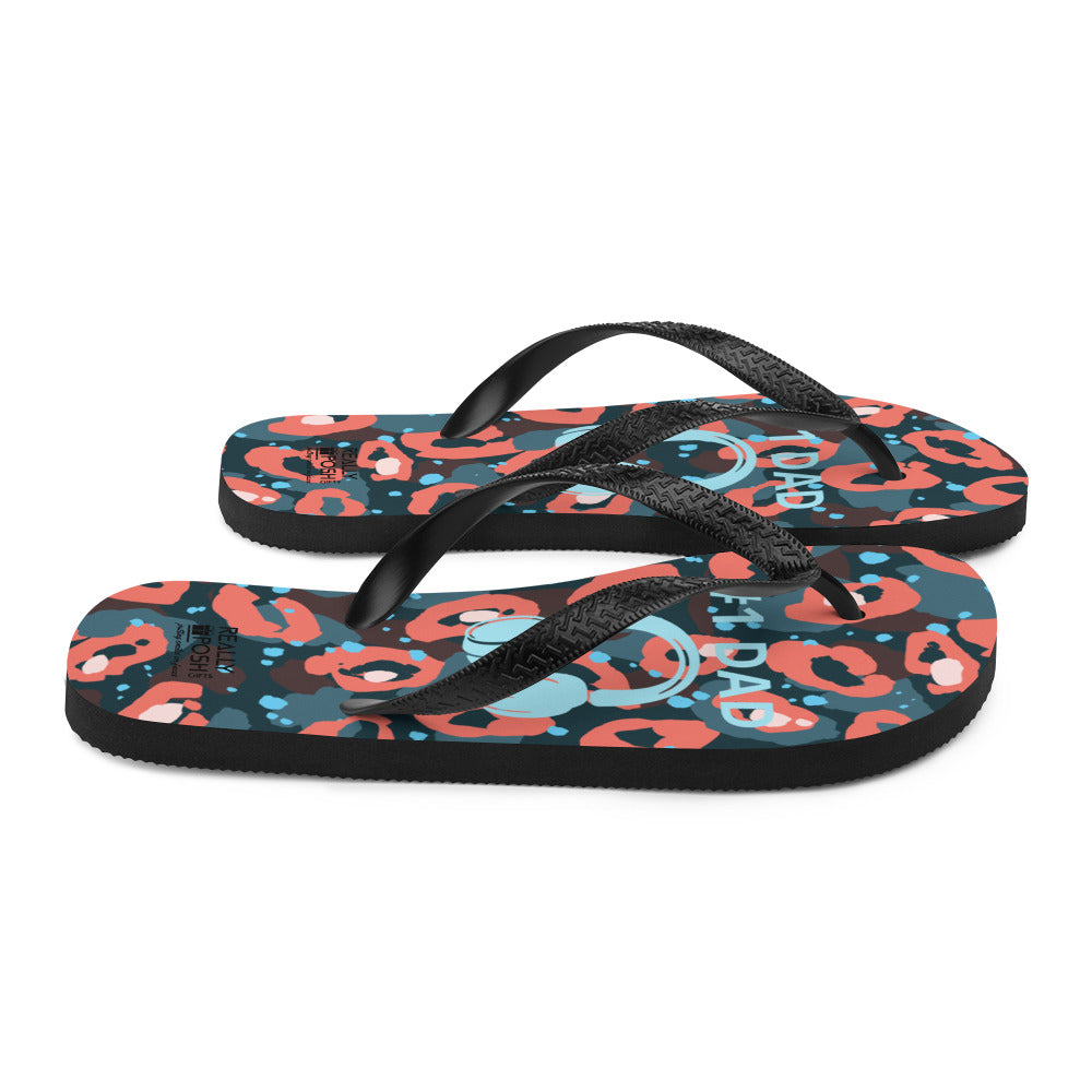 Number One Dad Flip Flop. Custom Flip-Flops for Fathers. Animal Print Summer Beach Flip Flop Slippers. Flat Sole Bathroom Slippers. Comfy Handmade Slip On for Dads. Gift for Fathers Day