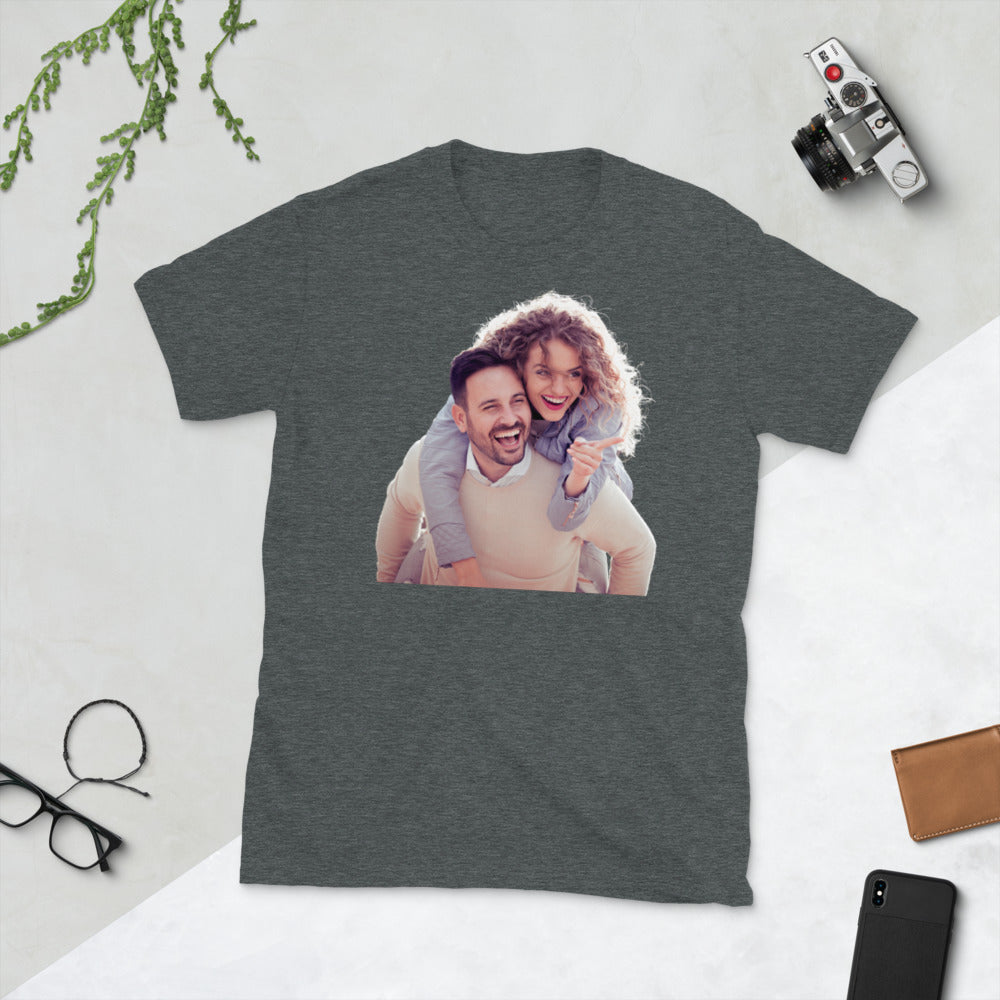 Personalized Photo T Shirt. Custom Birthday Tees. Graphic Wedding and Anniversary T Shirt. Customized Gifts for Special Events. Short-Sleeve Unisex T-Shirt
