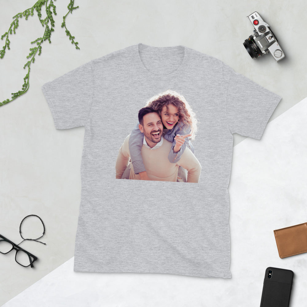 Personalized Photo T Shirt. Custom Birthday Tees. Graphic Wedding and Anniversary T Shirt. Customized Gifts for Special Events. Short-Sleeve Unisex T-Shirt