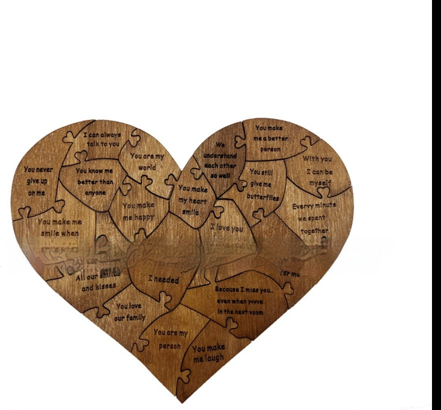 Reasons Why I Love You Wooden Heart Puzzle Romantic Love Jigsaw Puzzle for Wedding Anniversary, Wife and Husband Birthday Gifts, Valentine's Day Gift