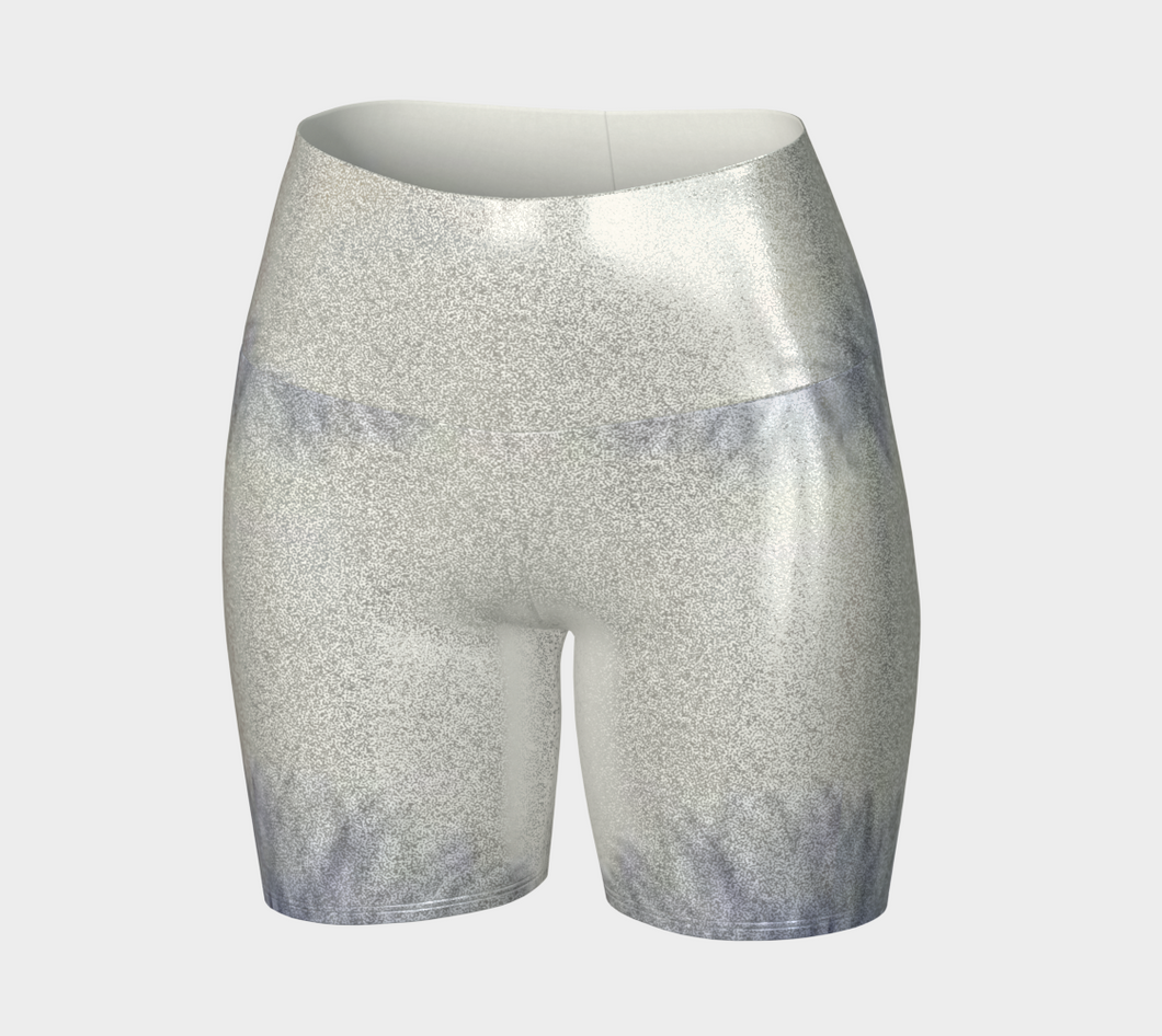 Custom Handsewn Glitter Sport and Fitness Shorts for Women,  Teen Girls, and Moms-Blue Sunflower Pattern, Made In Canada