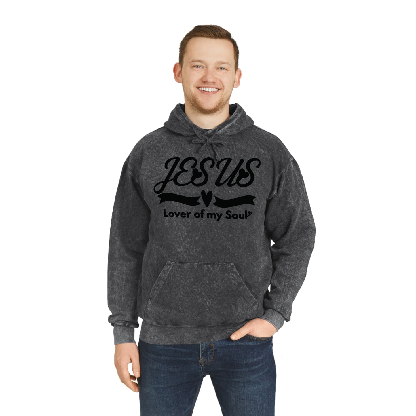 Vintage Mineral Wash Christian Hoodie- Jesus, Lover of my Soul