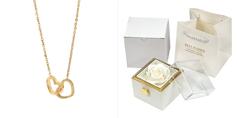 Rotating Rose Flower Jewelry Packaging Gift Box- Valentine's Day Gift For Women, Wife, Daughter, Girlfriend, BFF